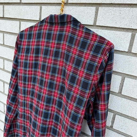 J. Jill Plaid Tie Front Button Up Shirt Red Black - Picture 8 of 12